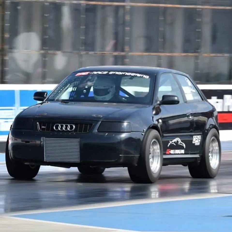 Audi S3 8L launching on the drag strip at Santa Pod